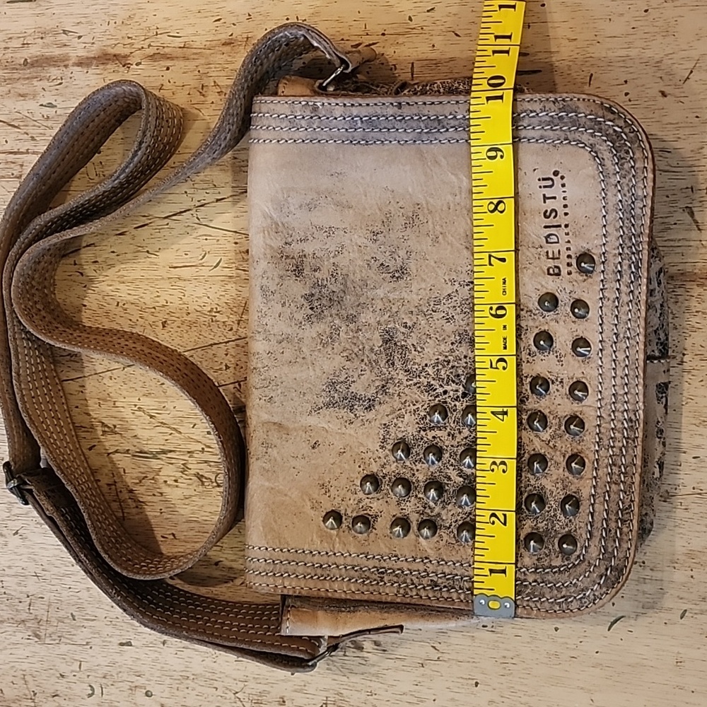 Bed Stu Studded Crossbody, butter-soft leather, wide strap, excellent condition